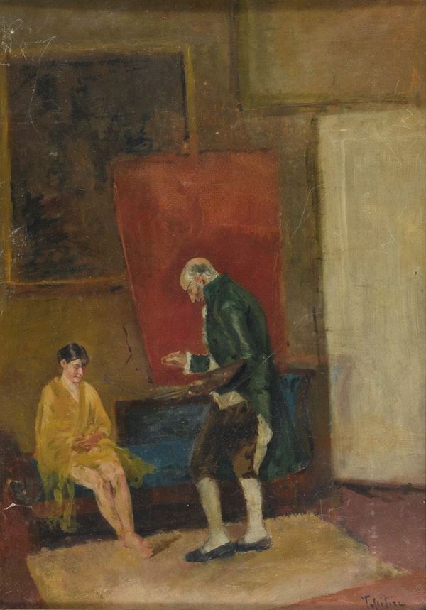 DIPINTO STUDIO DI ARTISTA DI TESSITORE GIUSEPPE RAFFAELE