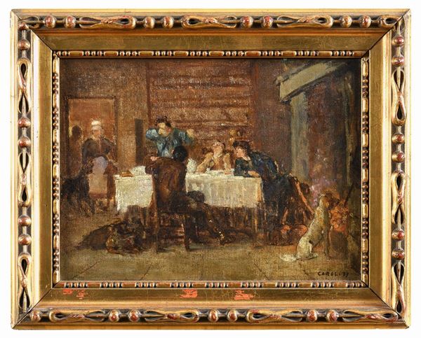 DIPINTO RACCONTI DI CACCIA F.TO CAROLI