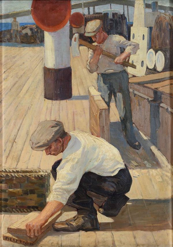 DIPINTO MARINAI DI PIERETTO BIANCO, 1922