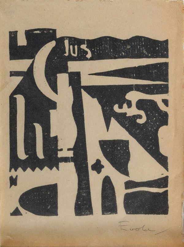 COPPIA DI XILOGRAFIE DI JULIUS EVOLA