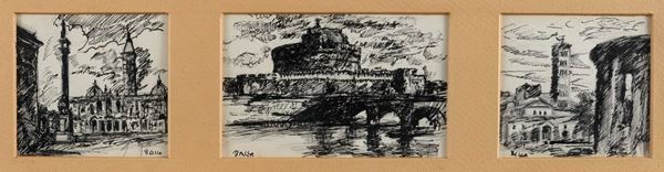 TRE CHINE VEDUTE DI ROMA DI GIACOMO BALLA, METÀ ANNI '50