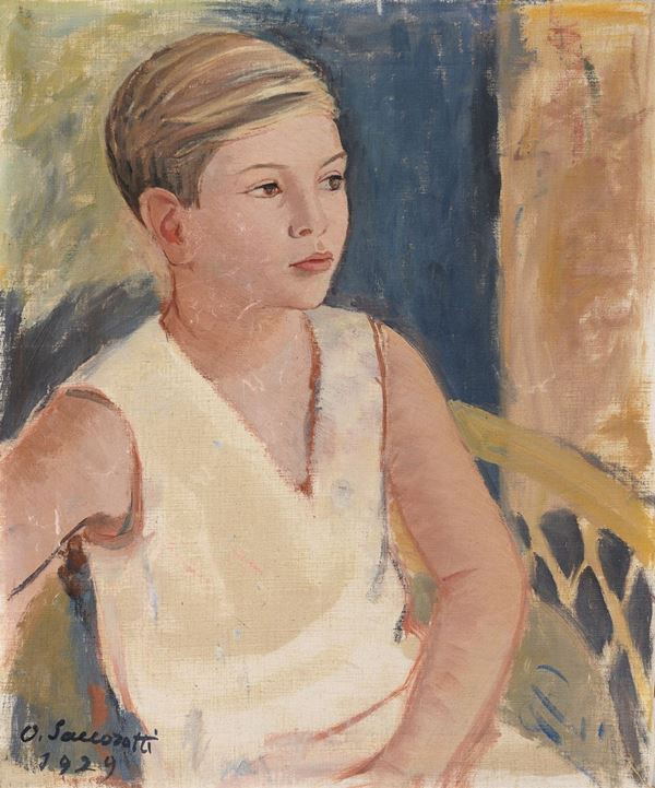 DIPINTO ADOLESCENTE DI OSCAR SACCAROTTI, 1929