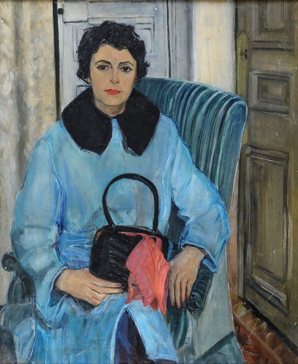 DIPINTO RITRATTO DI DONNA IN BLU