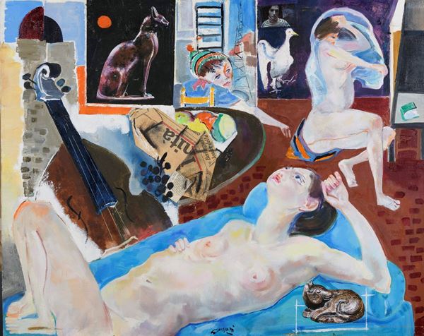 DIPINTO PENSIERI E IMMAGINI REMOTI DI NINO GASPARRI, 1987