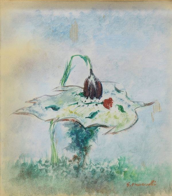 DIPINTO TULIPANO MEDICO DI GIOVANNI OMICCIOLI, 1973