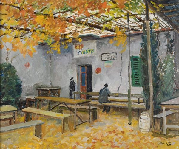 DIPINTO OSTERIA DI GIUSEPPE MALAGODI, 1958