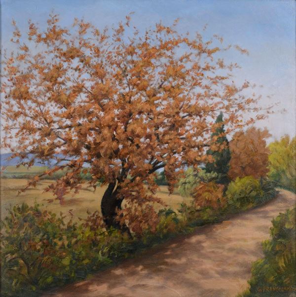 DIPINTO PAESAGGIO AUTUNNALE DI GUSTAVO FRANCALANCIA, 1989