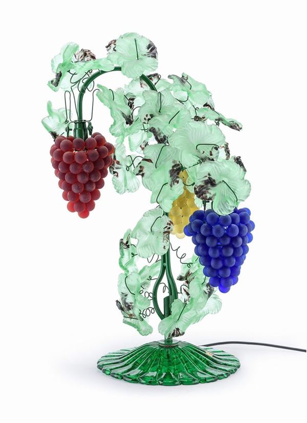 LAMPADA DA TAVOLO A GRAPPOLI D'UVA DI CESARE TOSO, MURANO, ANNI '70