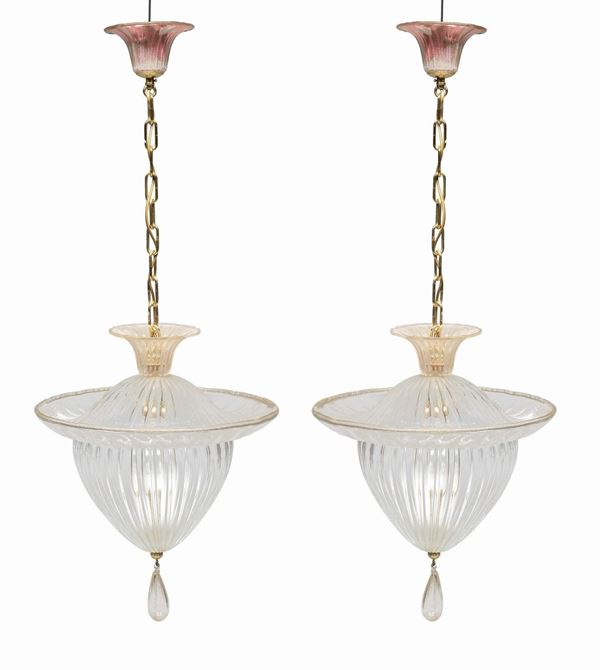 COPPIA DI LAMPADARI, PROBABILMENTE VENINI ANNI '40