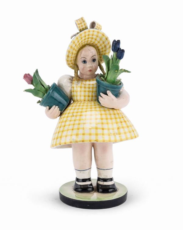 BAMBINA CON VASETTI IN CERAMICA, TARCISIO TOSIN ANNI '30