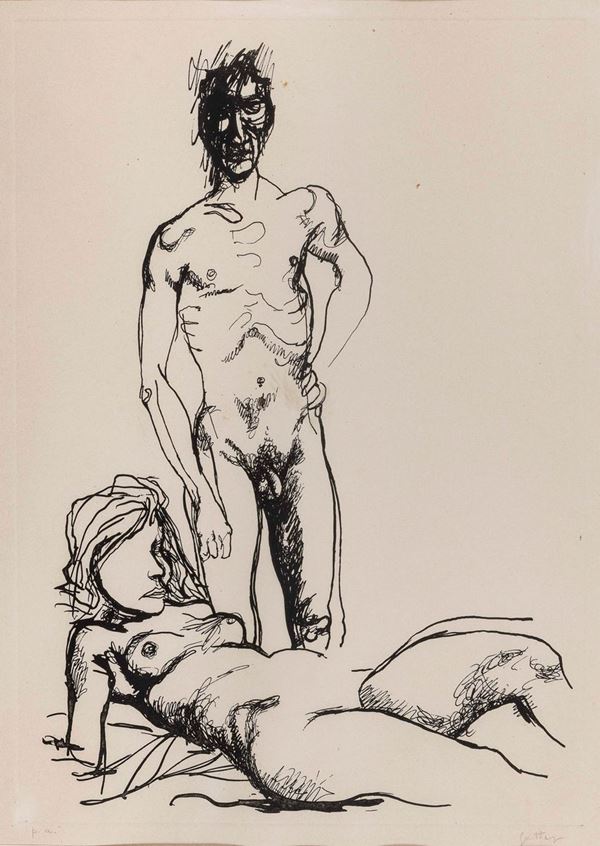 LITOGRAFIA AMANTI DI RENATO GUTTUSO
