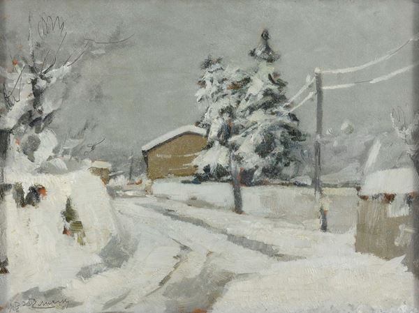 DIPINTO NEVICATA DI DOMENICO DE BERNARDI, 1926