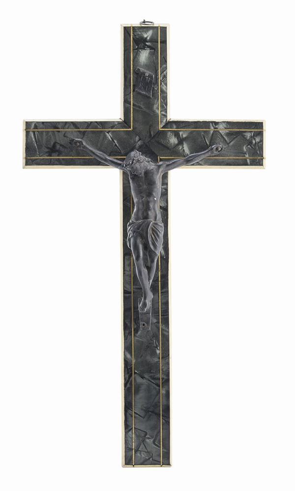 CROCIFISSO CON CRISTO IN METALLO