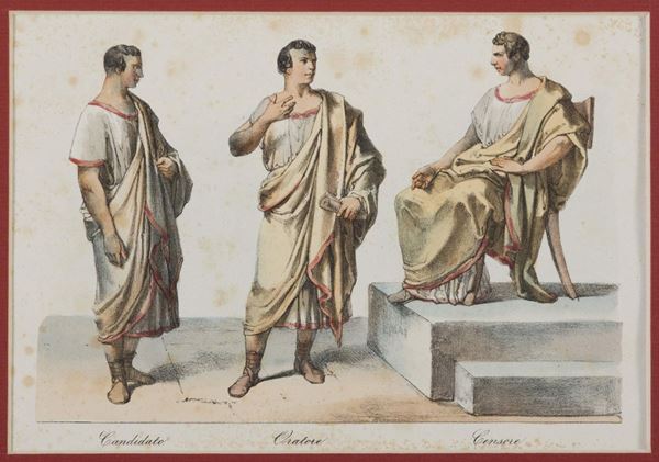 COPPIA STAMPE SENATORI E ARTE ROMANA