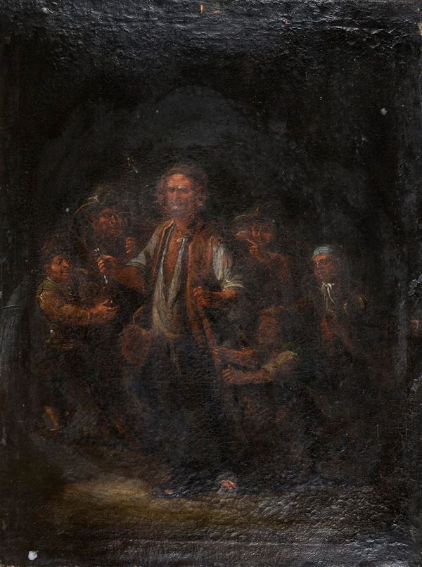 SCENA DI OSTERIA DI PITTORE FIAMMINGO DEL SEICENTO