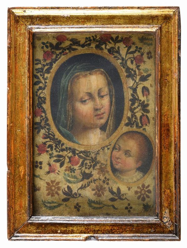 VERGINE CON IL BAMBINO E TRALCI DI ROSE