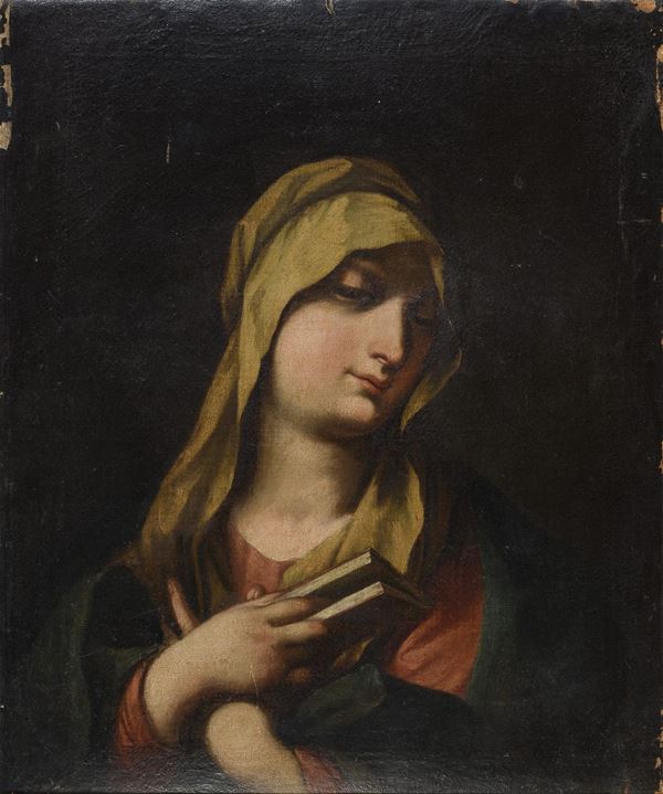 VERGINE CON BREVIARIO DI PITTORE BOLOGNESE DEL SEICENTO