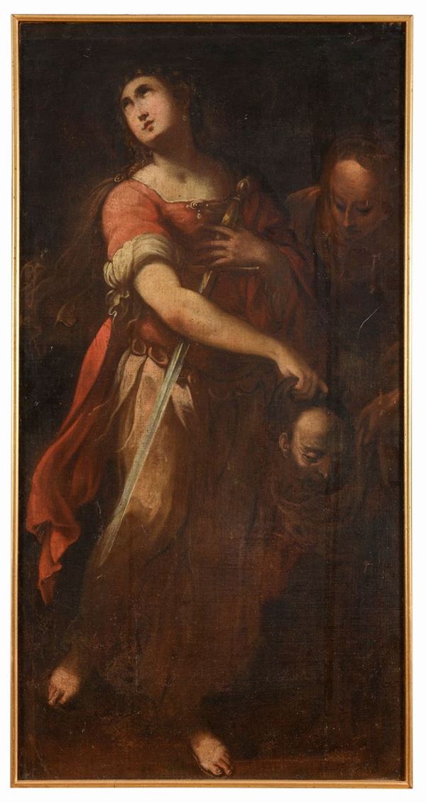 GIUDITTA CON LA TESTA DI OLOFERNE DI PITTORE GENOVESE DEL SEICENTO