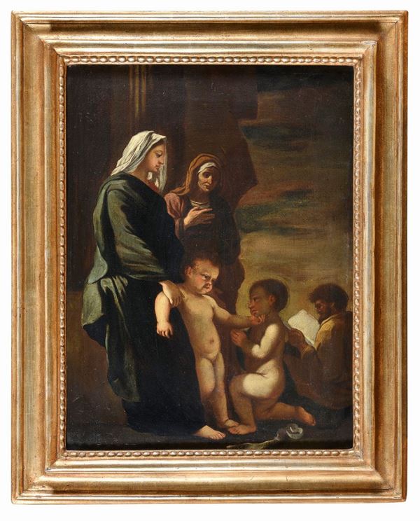 DIPINTO SACRA FAMIGLIA DI PITTORE ROMANO DEL SEICENTO