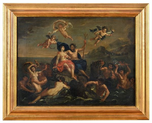 DIPINTO POSEIDONE E ANFITRITE DI PITTORE NAPOLETANO