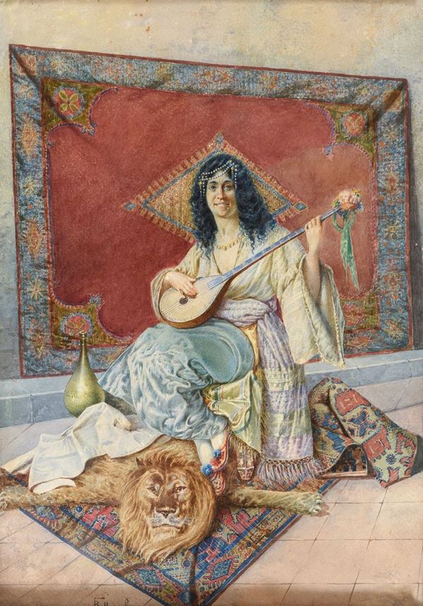 ACQUERELLO ODALISCA DI FRANCESCO BALLESIO