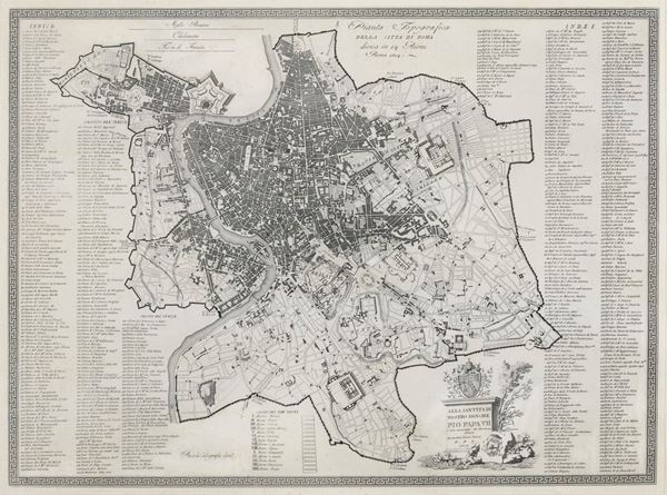 INCISIONE PIANTA TOPOGRAFICA DELLA CITTÁ DI ROMA