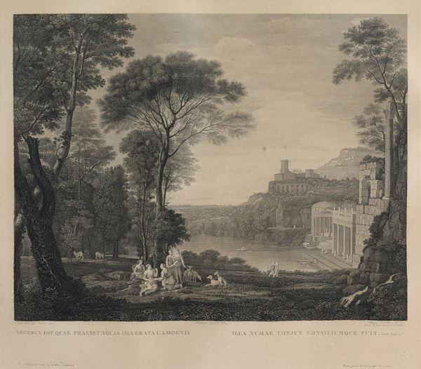 ACQUAFORTE PAESAGGIO BUCOLICO, DA CLAUDE LORRAIN