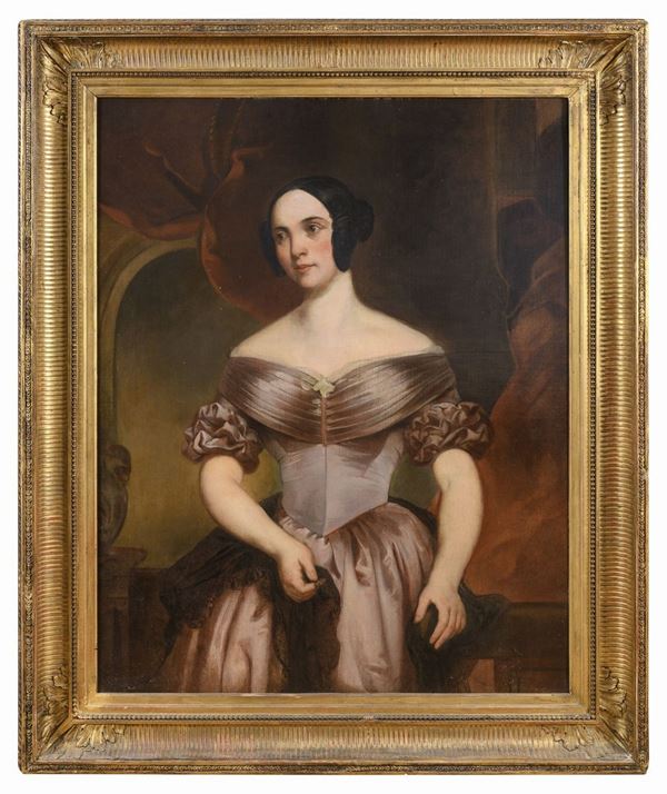 DIPINTO FANCIULLA IN ROSA DI PITTORE INGLESE
