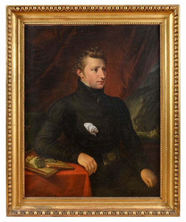 NOBILUOMO CON SIMBOLI MASSONICI DI PITTORI INGLESE