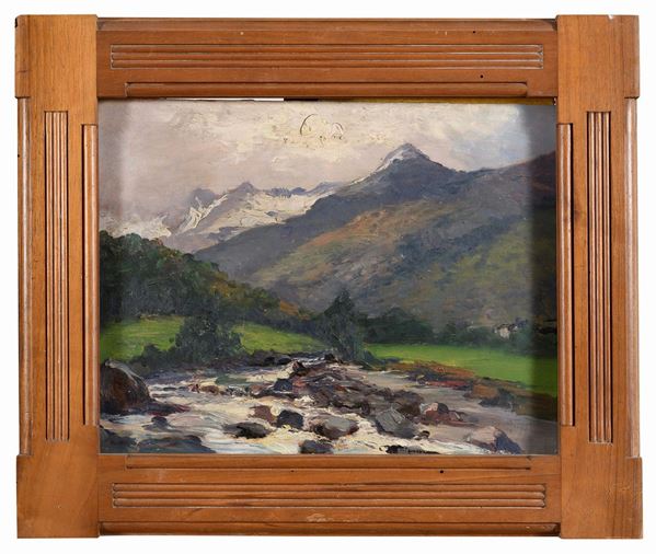 DIPINTO PAESAGGIO CON RUSCELLO D'ALTURA