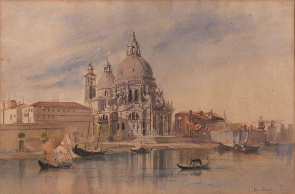 ACQUERELLO SANTA MARIA DELLA SALUTE DI EUGENIO BENVENUTI