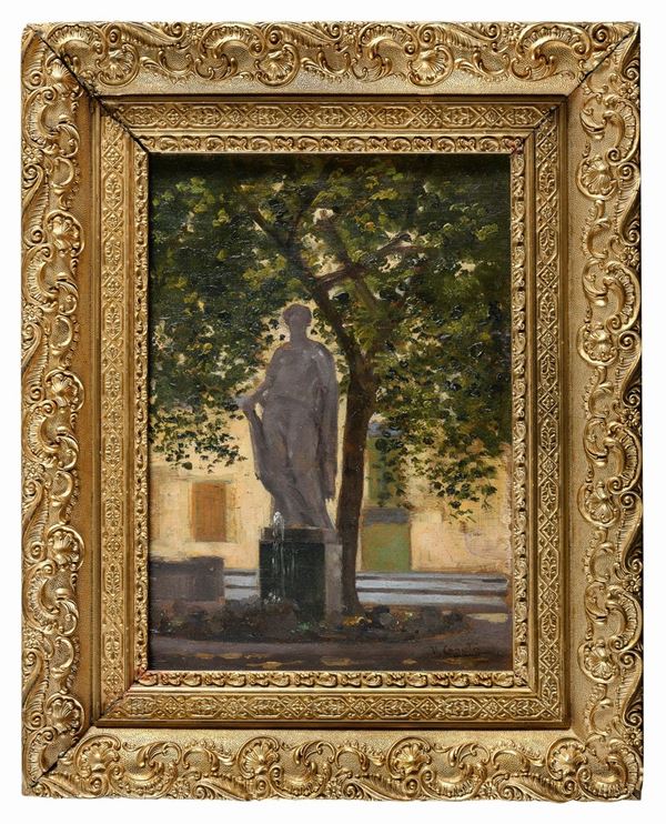 DIPINTO UN PARCO A PARIGI DI ULISSE CAPUTO