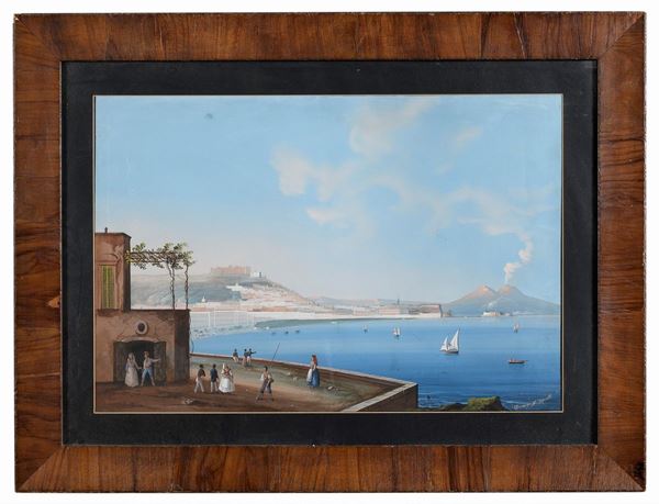 GOUACHE GOLFO DI NAPOLI DI VINCENZO D'ESPOSITO