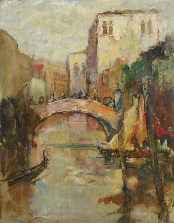 DIPINTO PONTE VENEZIANO DI ATTILIO CAVALLINI