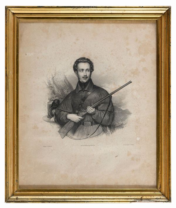 STAMPA CACCIATORE DI INCISORE TEDESCO