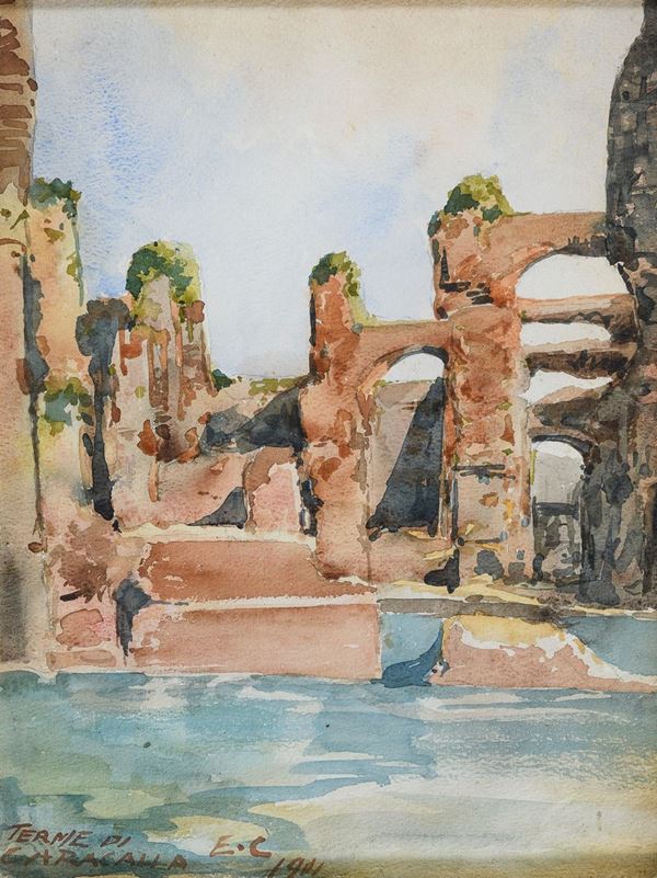 ACQUERELLO TERME DI CARACALLA 1901