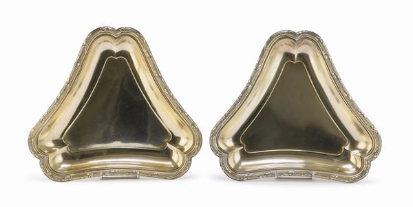 COPPIA DI VASSOI IN ARGENTO DORATO, BOIN TABOURET PARIGI