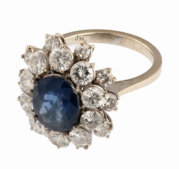 ANELLO CON ZAFFIRO E BRILLANTI