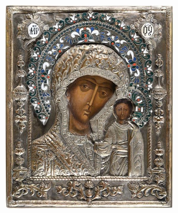 ICONA MADONNA DI KAZAN CON RIZA
