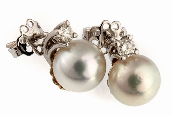 COPPIA DI ORECCHINI CON PERLE E BRILLANTI