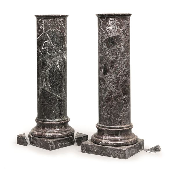 COPPIA DI COLONNE IN MARMO FIOR DI PESCO