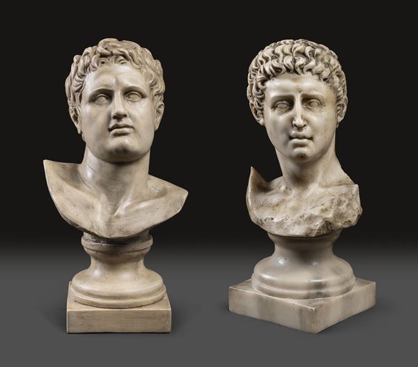DUE SCULTURE DI BUSTI DI PERSONAGGI ROMANI