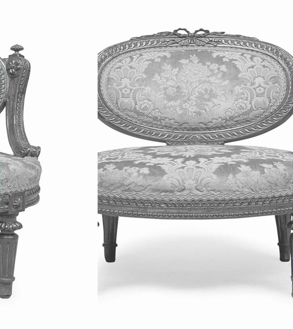 POLTRONCINA DA CAMINO IN NOCE, NAPOLEONE III