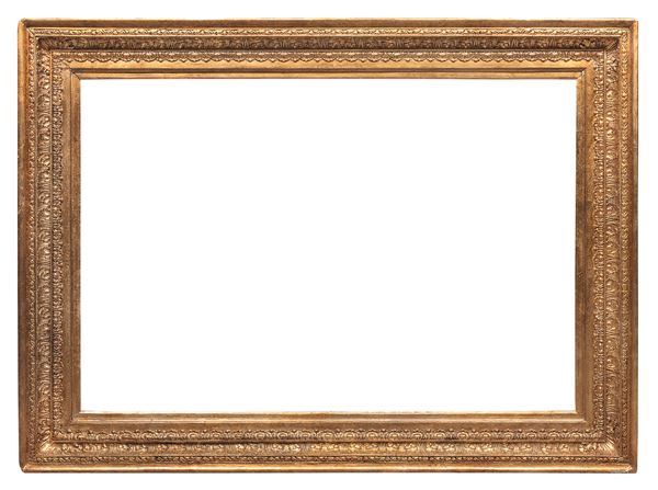 GRANDE CORNICE IN LEGNO E STUCCHI DORATI