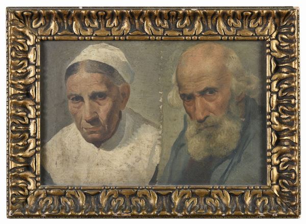 DIPINTO DUE RITRATTI DI PITTORE TOSCANO