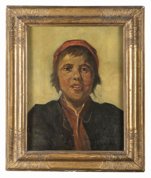 DIPINTO GIOVANE CON BERRETTO DI PITTORE NAPOLETANO
