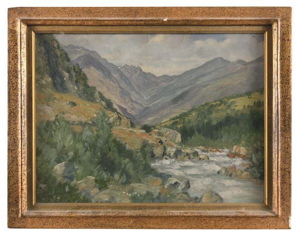 DIPINTO PAESAGGIO ALPINO DI MARCO CALDERINI