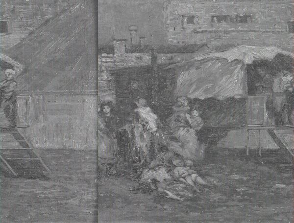 DIPINTO SCENA DI PAESE DI GIOVANNI ZANGRANDO