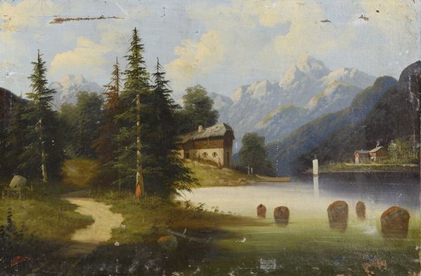 DIPINTO PAESAGGIO ALPINO