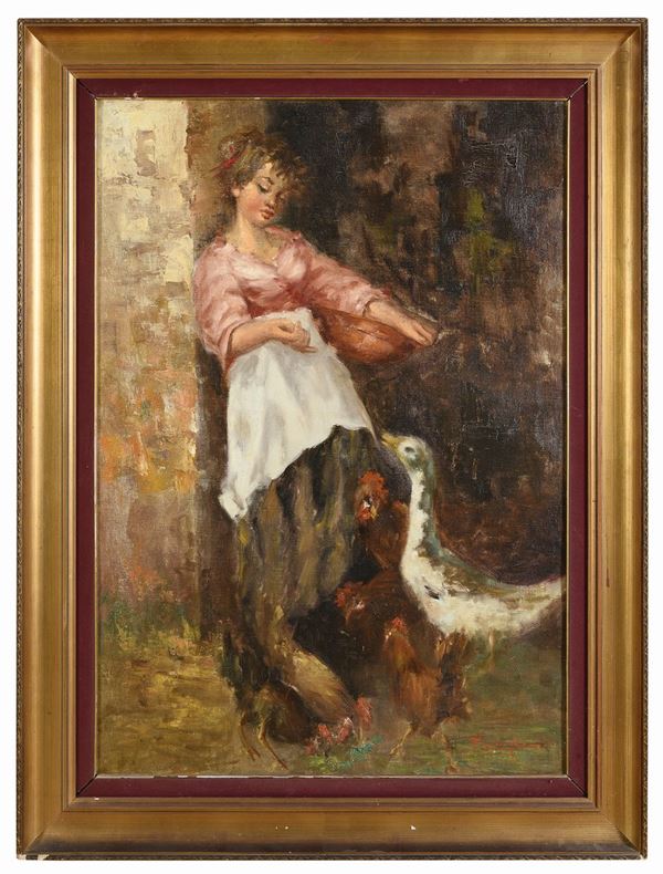 DIPINTO CONTADINELLA DI ERMOGENE MIRAGLIA